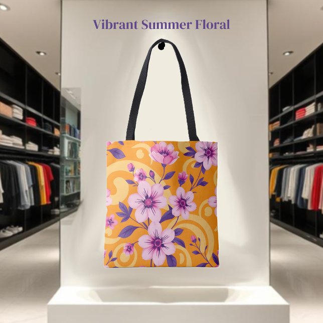 Tote Bag Style Floral-Dopamine Été Vibrant - (Vibrant Summer Floral-Dopamine Style- Tote Bag )