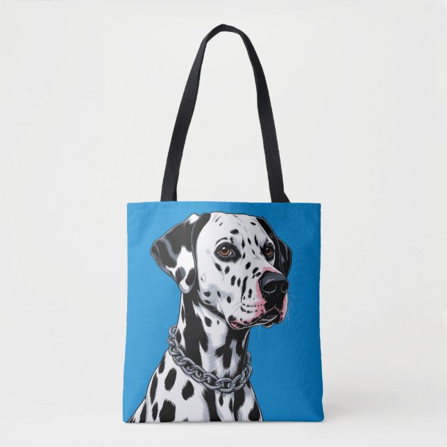 Tote Bag 🌸 Style Maison Chic Bleu Pop Art Dalmatien 🌸 (Devant)