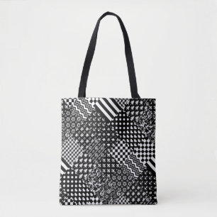 Tote Bag Style minimaliste Motif mixte noir blanc