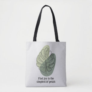 Tote Bag Style minimaliste vert et bleu floral sans effort