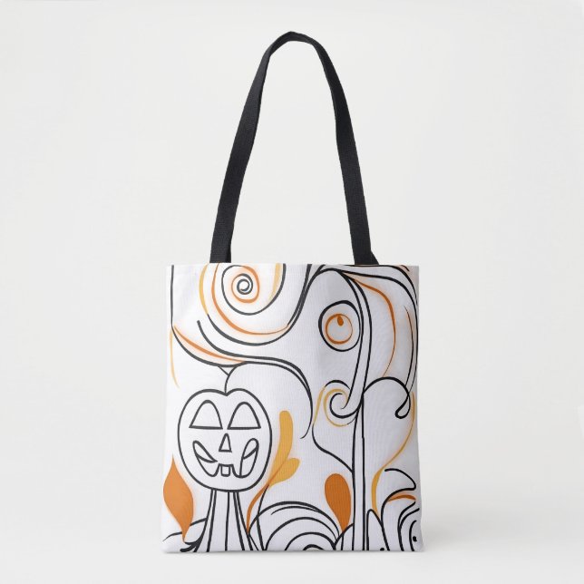 Tote Bag Style moderne abstraite ligne art chic Halloween (Devant)