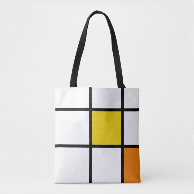 Tote Bag Style Mondrique Jaune et Orange (Devant)