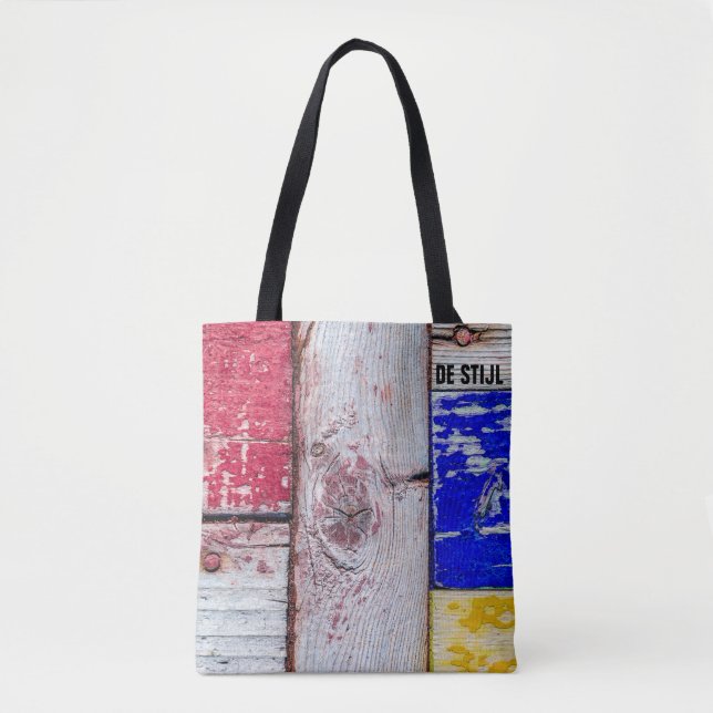 Tote Bag Style néoplasticisme art en bois drôle unique (Devant)