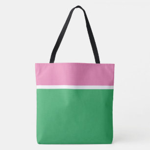 Tote Bag Stylé Rose Clair Blanc Haut Rayures Sur Vert Marin