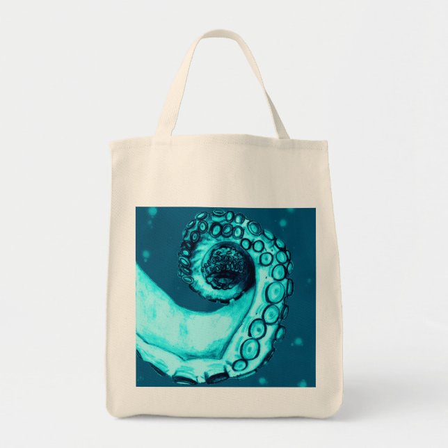Tote Bag Style tatouage nautique turquoise Tentacle Octopus (Devant)