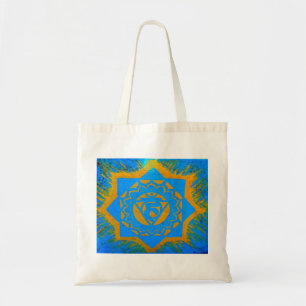 Tote Bag style tibétain bleu/or