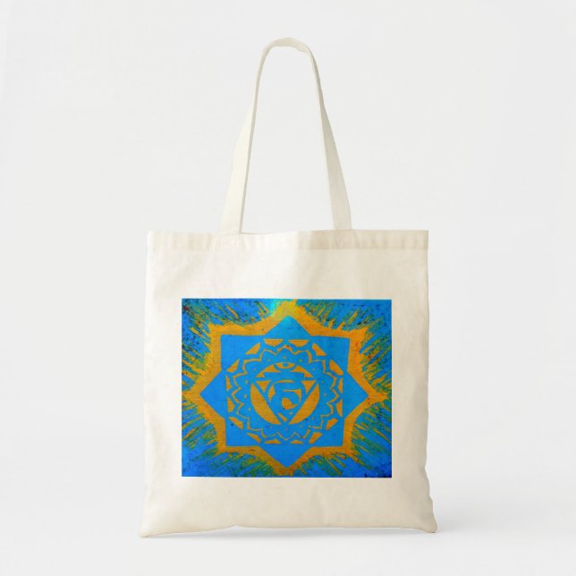 Tote Bag style tibétain bleu/or (Devant)