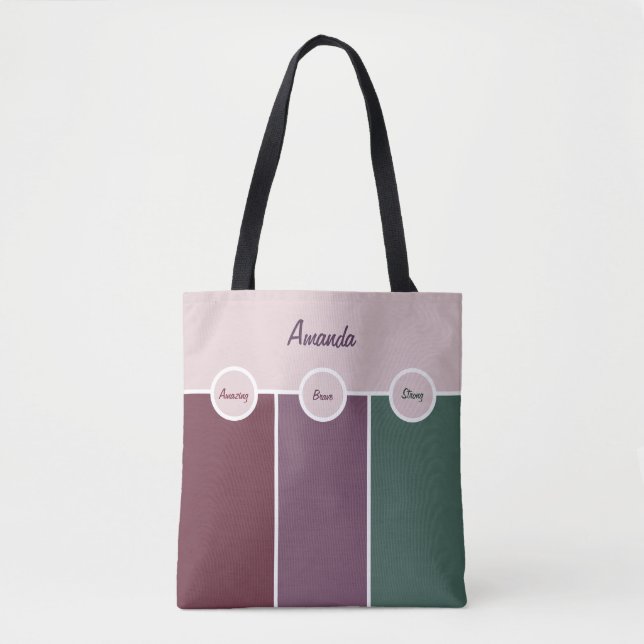 Tote Bag Style vert mauve simple et graphique (Devant)