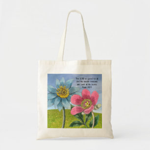 Tote Bag Style vintage Fleurs Paysage avec Écriture