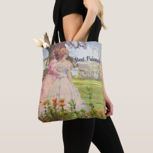 Tote Bag Style vintage Meilleurs amis marcher dans le jardi