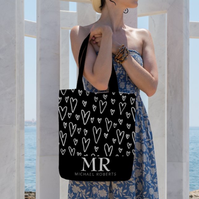 Tote Bag Stylish à la main Motif de coeur personnalisé (Créateur téléchargé)