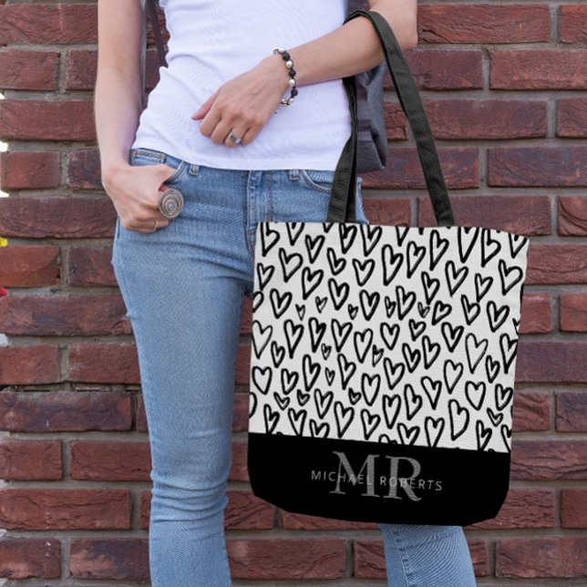 Tote Bag Stylish à la main Motif de coeur personnalisé (Créateur téléchargé)