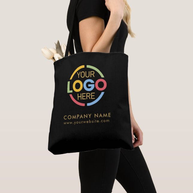 Tote Bag Stylish Black Gold Business Corporate Company Logo (De près)