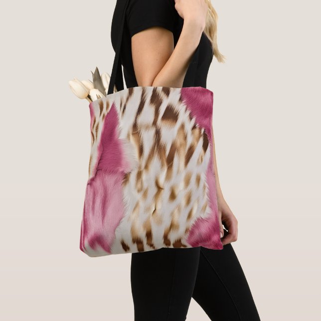 Tote Bag Stylish Girly Rose White Gold Zebra (De près)