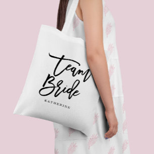 Tote Bag Stylish Letting Brush Typographie "Team Bride"