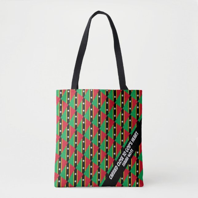 Tote Bag Stylish ST KITTS NEVIS FLAG Le coeur de Dieu Isaia (Devant)