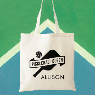 Tote Bag Stylish Trendy Black and White Pickleball Nom