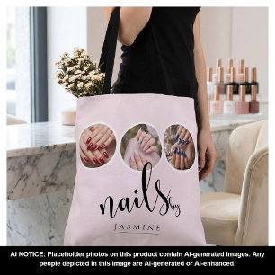 Tote Bag Styliste Ongulaire Rose Pâle Élégant 3 Photos 
