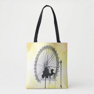 Tote Bag Stylo d'attraction Londres Iconique et base jaune 