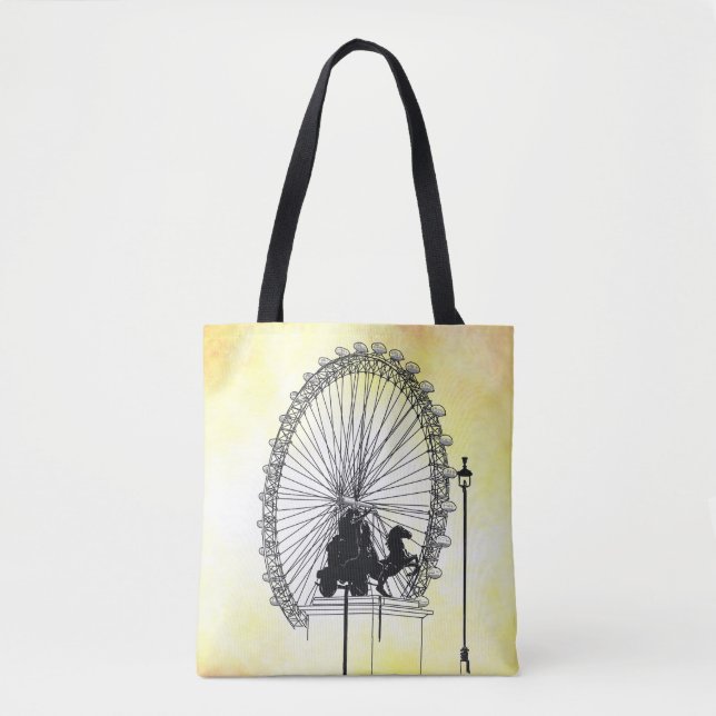 Tote Bag Stylo d'attraction Londres Iconique et base jaune  (Devant)
