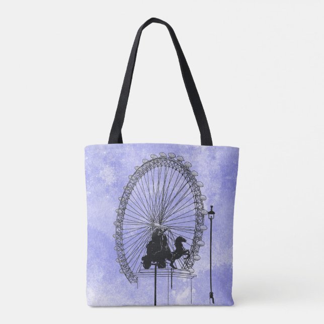 Tote Bag Stylo d'attraction Londres Iconique et Violet bleu (Dos)