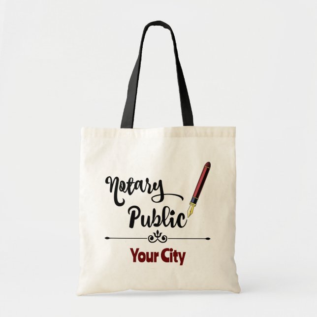 Tote Bag Stylo d'encre Notaire Public Bourgogne Ville Custo (Devant)