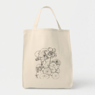 Tote Bag Stylo Nasturtium et dessin de fleurs d'encre