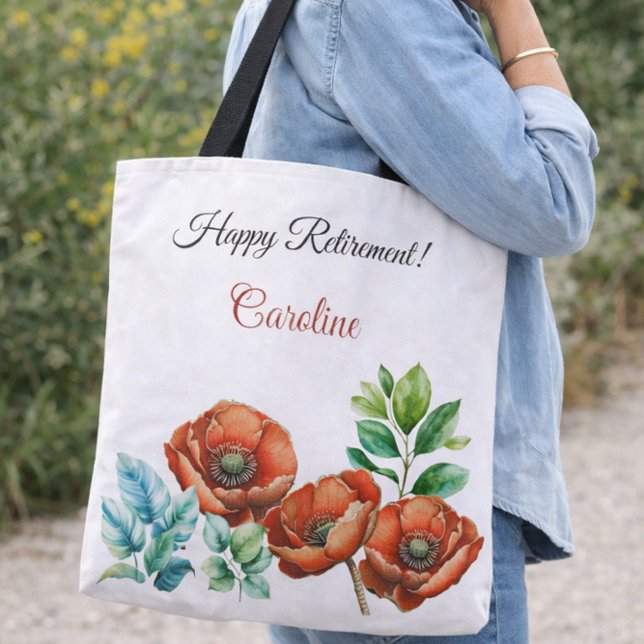Tote Bag Sublime Aquarelle Rouge Pépites joyeuse retraite (Créateur téléchargé)