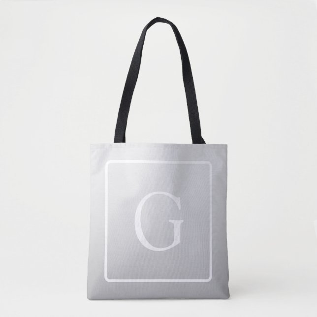 Tote Bag Subtil Gray Gradient Nom de famille Monogramme (Devant)