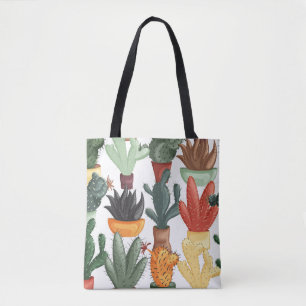 Tote Bag Succulents, cactus : mignon motif floral.