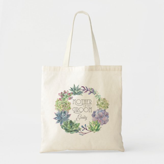 Tote Bag Succulents Wreath Mother of the Groom ID517 (Devant)