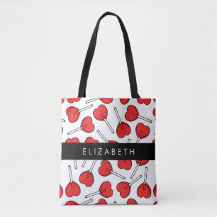 Tote Bag Sucettes Rouges, Sucettes en forme de Cœur, Sucett