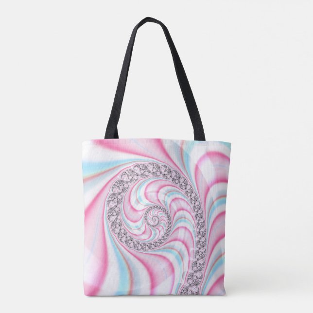 Tote Bag Sucre de canne bleu rose pastel Spiral Fractal (Dos)