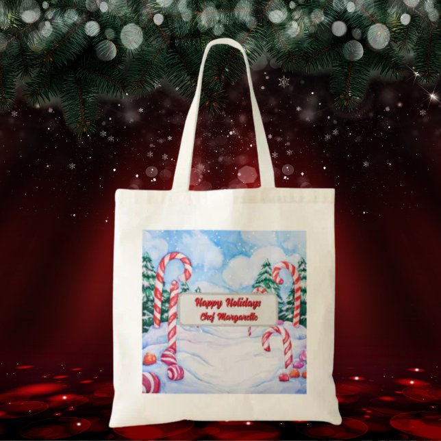 Tote Bag Sucre de canne de Noël Chef personnalisé Cadeau (Créateur téléchargé)