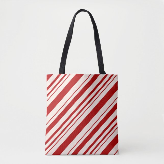 Tote Bag Sucre de canne rouge et blanc coupé (Devant)