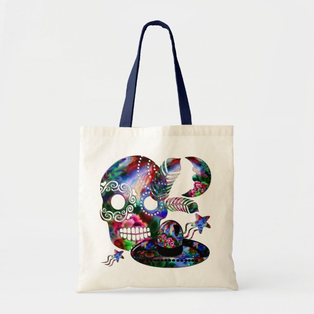 Tote Bag Sugarland Psychedelic Grinnin' Skull Mexicano (Devant)