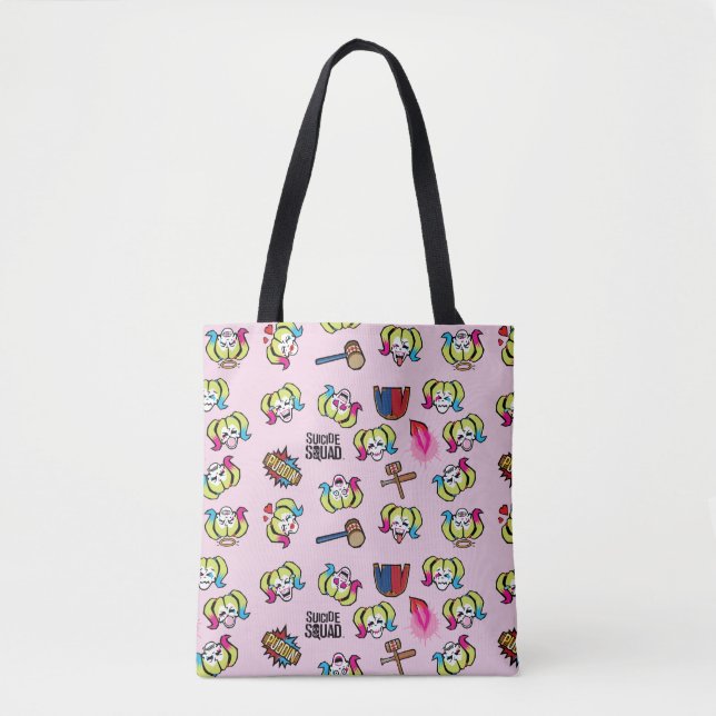 Tote Bag Suicide Squad | Harley Quinn Emoji Pattern (Devant)