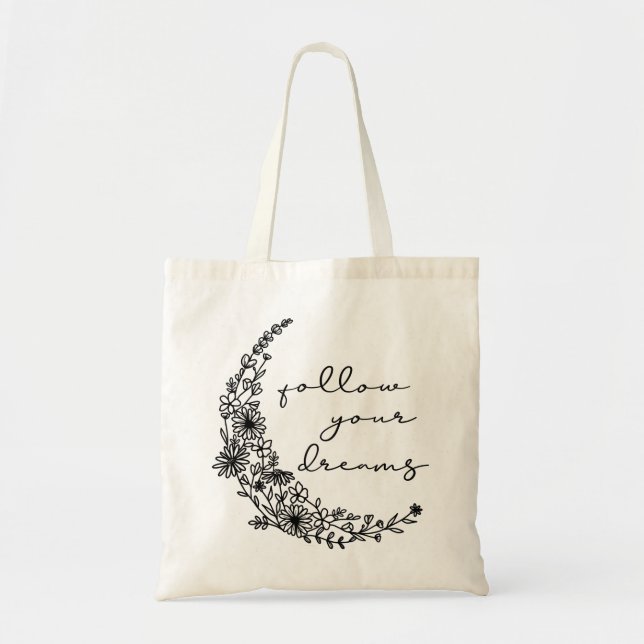 Tote Bag Suivez vos rêves Floral Moon (Devant)