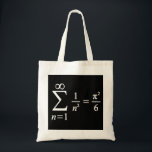 Tote Bag sum of inverse squared numbers, algebra basics<br><div class="desc">the infamous sum of inverse squared numbers that somehow brings pi into the result, a great gift for math lovers</div>