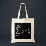 Tote Bag sum of inverse squared numbers, algebra basics<br><div class="desc">the infamous sum of inverse squared numbers that somehow brings pi into the result,  a great gift for math lovers</div>