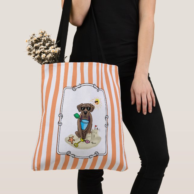 Tote Bag Summer Beach Chocolat Lab Chien Labrador Retriever (De près)