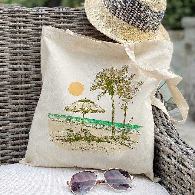 Tote Bag Summer Beach Sun Palm Tree Umrella (Créateur téléchargé)