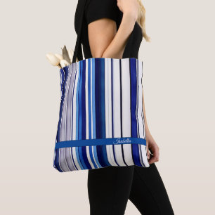 Tote Bag Summer Navy Blue Boat Collection de rayures tendan
