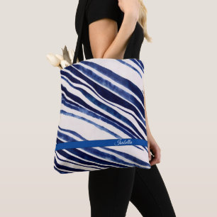 Tote Bag Summer Navy Blue Boat Populaire Stripes Collection