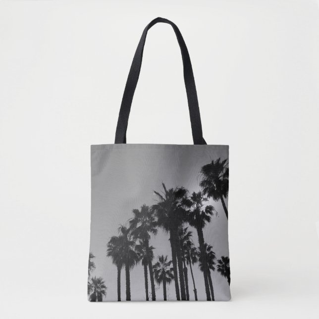 Tote Bag Summer Ocean Palms Photographie noir et blanc (Devant)