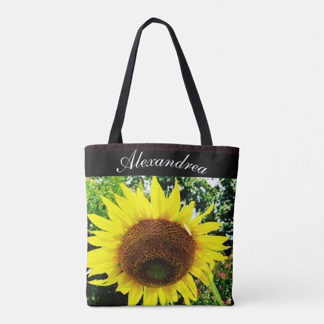 Tote Bag Sun Flower in the sun personnalisée avec nom (Dos)