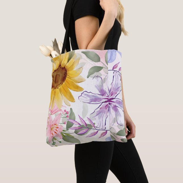 Tote Bag Sun Flowers Mix Design (De près)