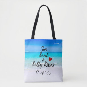 Tote Bag Sun Sand and and Salty Kisses Tropical Beach