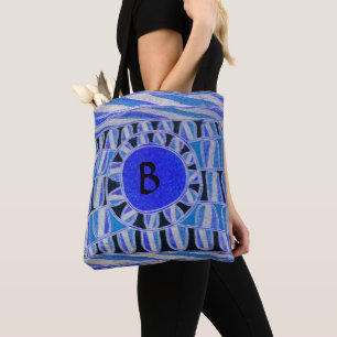 Tote Bag SUN SOLAIRE ÉNERGIE MONOGRAM Aqua Bleu Noir