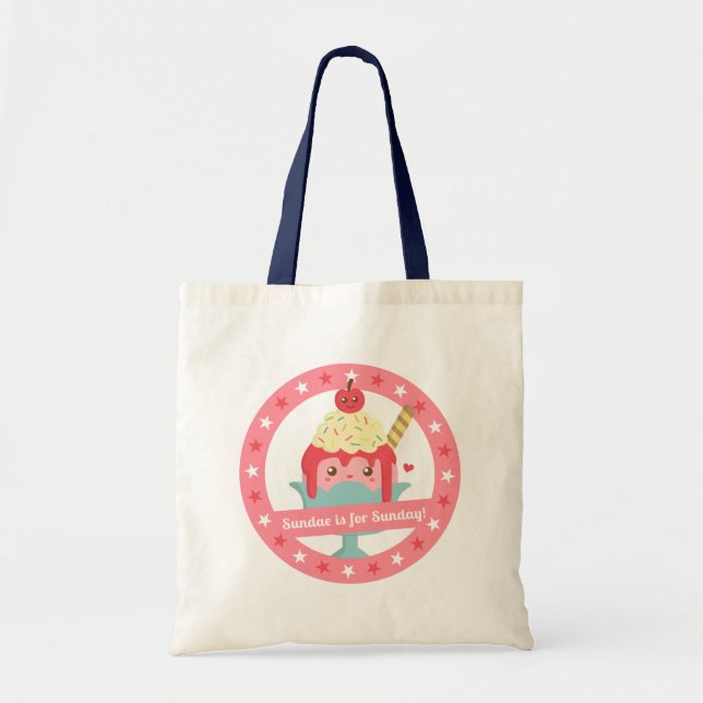Tote Bag Sundae est pour dimanche ! Joli Sundae de dessin a (Devant)
